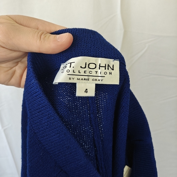 St. John Collection by Marie Gray Santana Knit High Rise Blue Straight Leg Pants - Picture 8 of 9